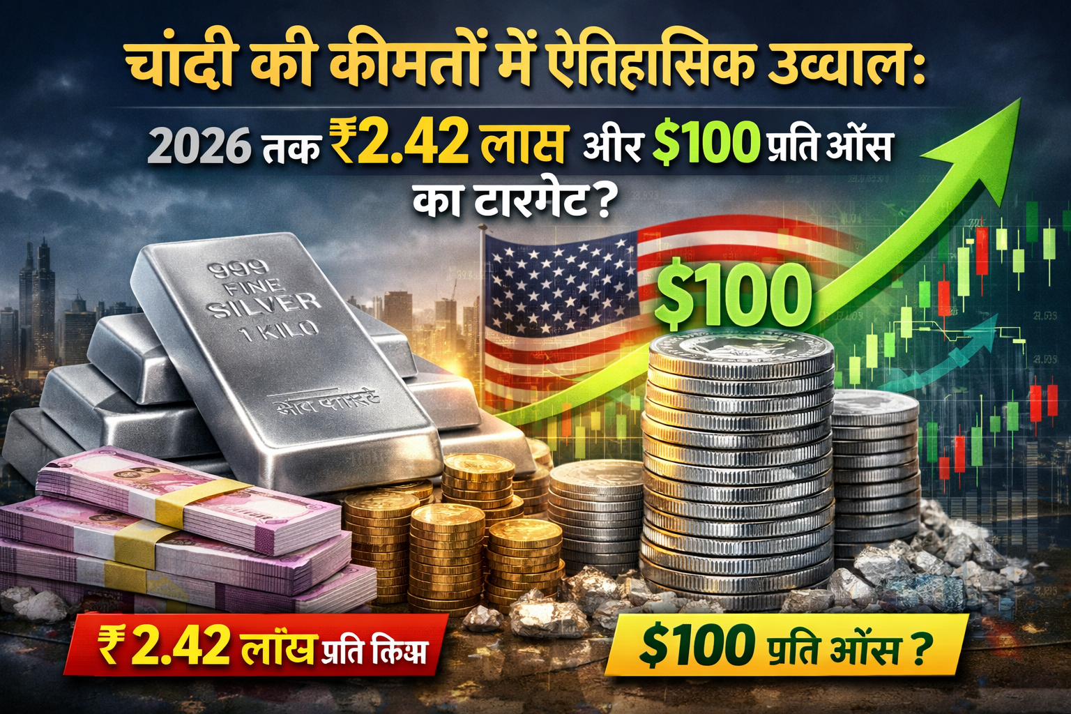 चांदी ने बनाया नया रिकॉर्ड, MCX पर ₹2.42 लाख – जानिए आगे का टारगेट