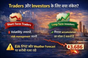 Natural gas market signals for traders and investors showing short-term volatility and long-term accumulation opportunity