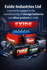 Exide Industries Ltd storage battery manufacturing products including automotive, inverter and industrial batteries